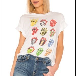 DAYDREAMER ROLLING STONES 12 TONGUES TEE graphic tee white size small